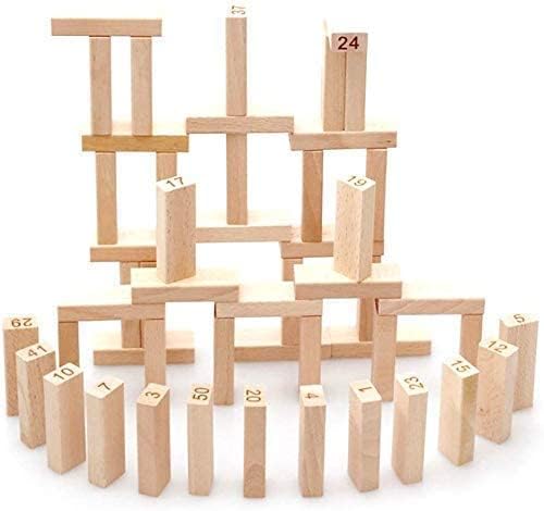 Wooden Block Stacking Game Tumbling Tower Balance Toy with Dice Number Blocks Family Party Educational Game for Kids and Adults (54 PCS Wooden ZENGA Blocks)