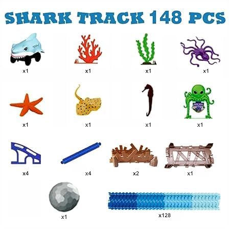 148 pcs Flexible Shark Car Racing Track
