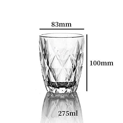 Whiskey Glasses Wine Glass Heavy Base Bar Diamond Glasses Italian Premium Milk Glass, Juice Water, Glass Tall Mug, Drinking Glass, Crystal Diamond Design (Set of 6) (260ML)