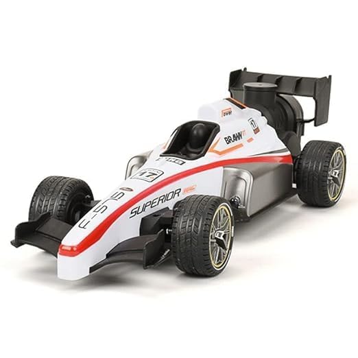 High-Speed Remote Control Formula Racing Model Car Toy - Blue/Red Strips I Scale 1:14 and Large Size 29 cm I Pack of 1 I White Colour with Red