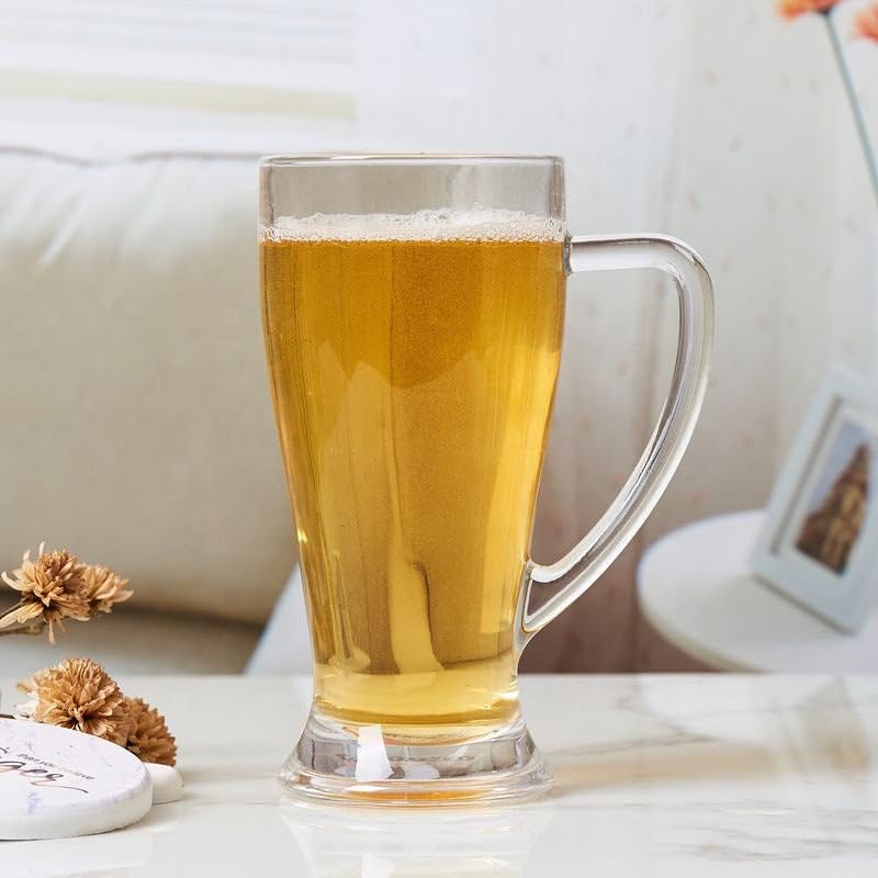 Classic Transparent Beer Mugs (Set of 6) Heavy Duty Base, Stylish Design | Perfect for Beer, Mocktails, Cold Coffee & More - 270m