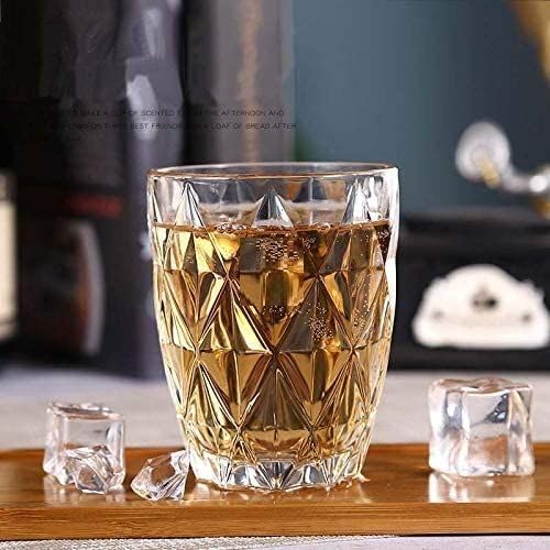 Whiskey Glasses Wine Glass Heavy Base Bar Diamond Glasses Italian Premium Milk Glass, Juice Water, Glass Tall Mug, Drinking Glass, Crystal Diamond Design (Set of 6) (260ML)