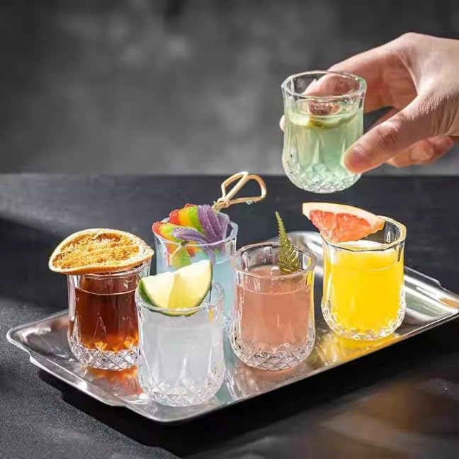 Short Rajwadi Glass Set – 210ml Crystal-Style Glasses (6 Pcs) – Elegant Barware for Whiskey, Juice, Water, and Soft Drinks