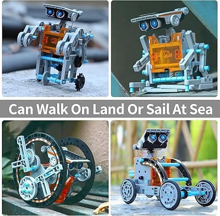STEM 13-in-1 Solar Power Robots Creation Toy, Educational Experiment DIY Robotics Kit, Science Toy Solar Powered Building Robotic Set Age 8-12 for Boys Girls Kids Teens to Build