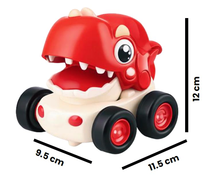 Musical Dino Toy - Light & Sound Dinosaur Car -Press & Go Kids Fun Interactive Toy for Boys & Girls (Pack of 4)
