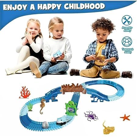 148 pcs Flexible Shark Car Racing Track