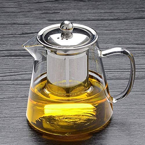 Italian Premium 550 ML Borosilicate Glass Teapot with Stainless Steel Infuser & Lid – Clear Round Tea Kettle for Loose Leaf, Blooming Tea & Fruit Infused Drinks