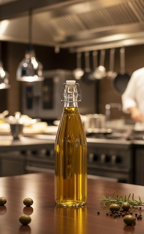 Glass Swing Top Bottle 550ML Leakproof Airtight Glass Bottle with Flip Cap Lid, Reusable Beverage Bottle for Water, Juice, Kombucha, Oil, Vinegar, Home Brewing & Storage (Pack of 4 glass bottle)