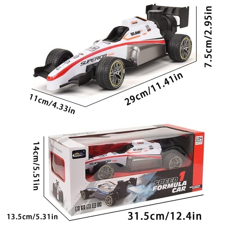 High-Speed Remote Control Formula Racing Model Car Toy - Blue/Red Strips I Scale 1:14 and Large Size 29 cm I Pack of 1 I White Colour with Red