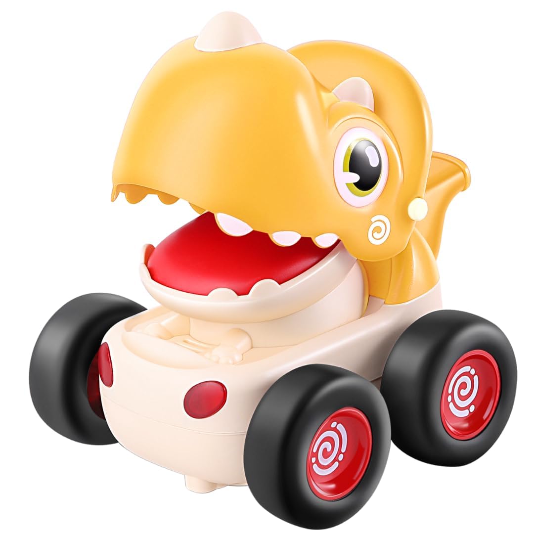 Musical Dino Toy - Light & Sound Dinosaur Car -Press & Go Kids Fun Interactive Toy for Boys & Girls (Pack of 4)
