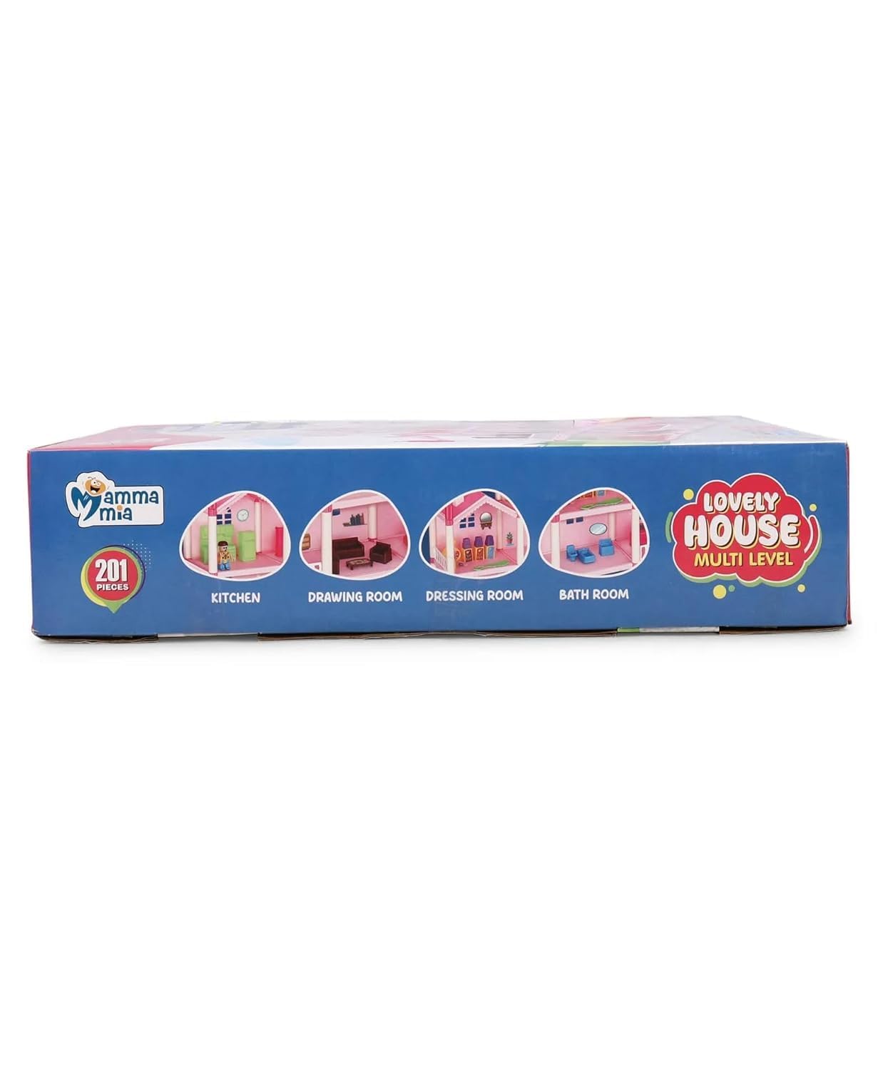 Lovely House Multi Level Doll House Toy | 201 Pieces DIY Dream Home Playset with Furniture & Figures | Easy Assemble Dollhouse for Kids Girls Age 3+