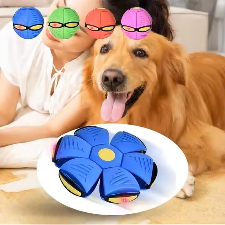 Pet Jumping Disk Toy for Dogs – LED Flying Saucer Throw Disk, Interactive Light-Up Fetch Toy for Pets Blue