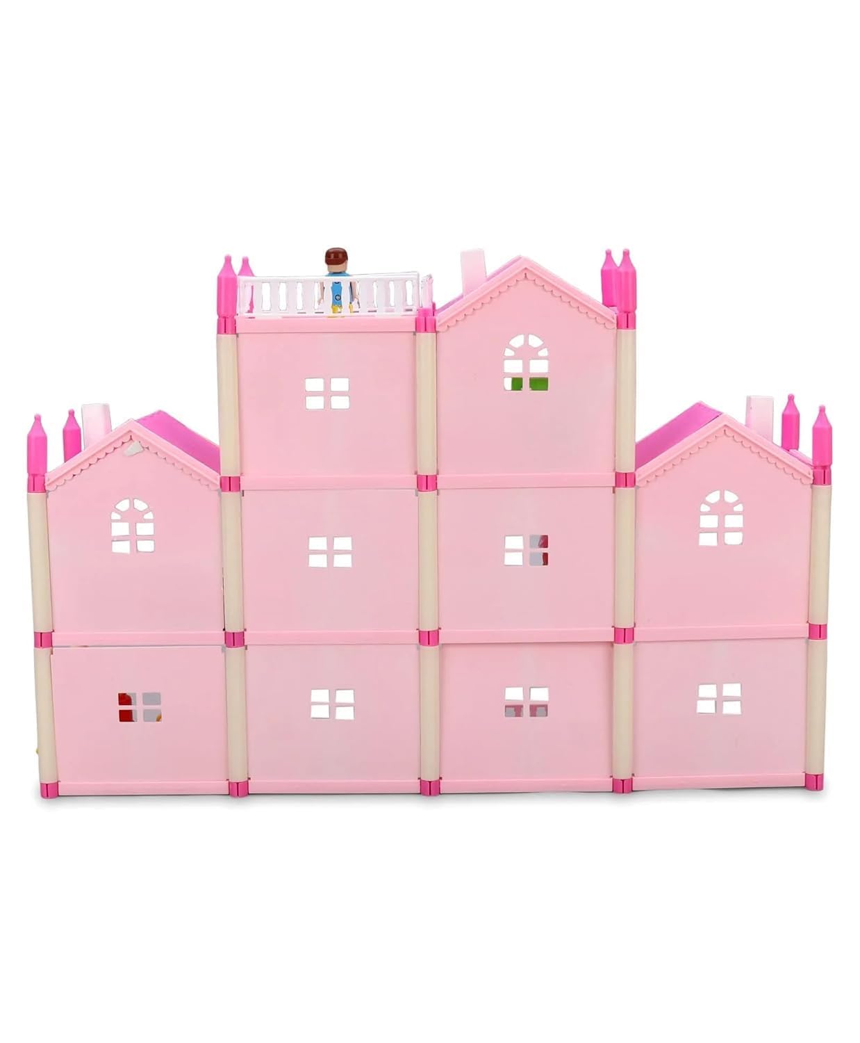 Lovely House Multi Level Doll House Toy | 201 Pieces DIY Dream Home Playset with Furniture & Figures | Easy Assemble Dollhouse for Kids Girls Age 3+