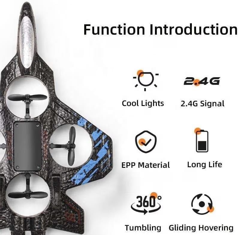 RC Aeroplane 2.4GHz Remote Controlled L0712 Quadcopter Floating Fighter Aircraft RTF for Beginners/Children/Adults, Toy with Coloured Lights USB Charging