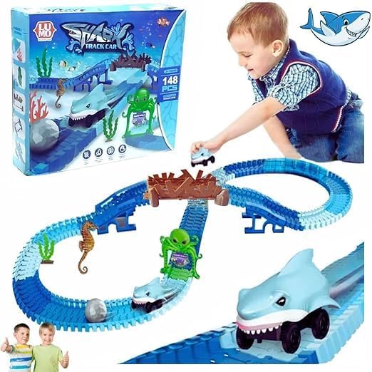 148 pcs Flexible Shark Car Racing Track