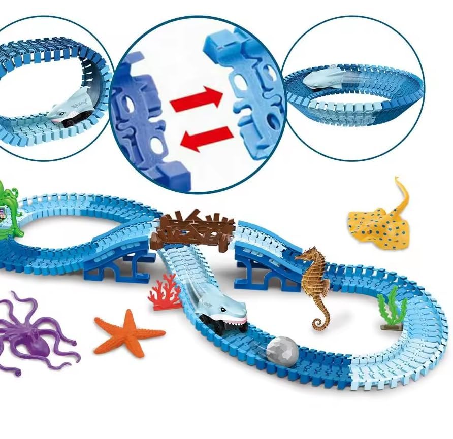 148 pcs Flexible Shark Car Racing Track