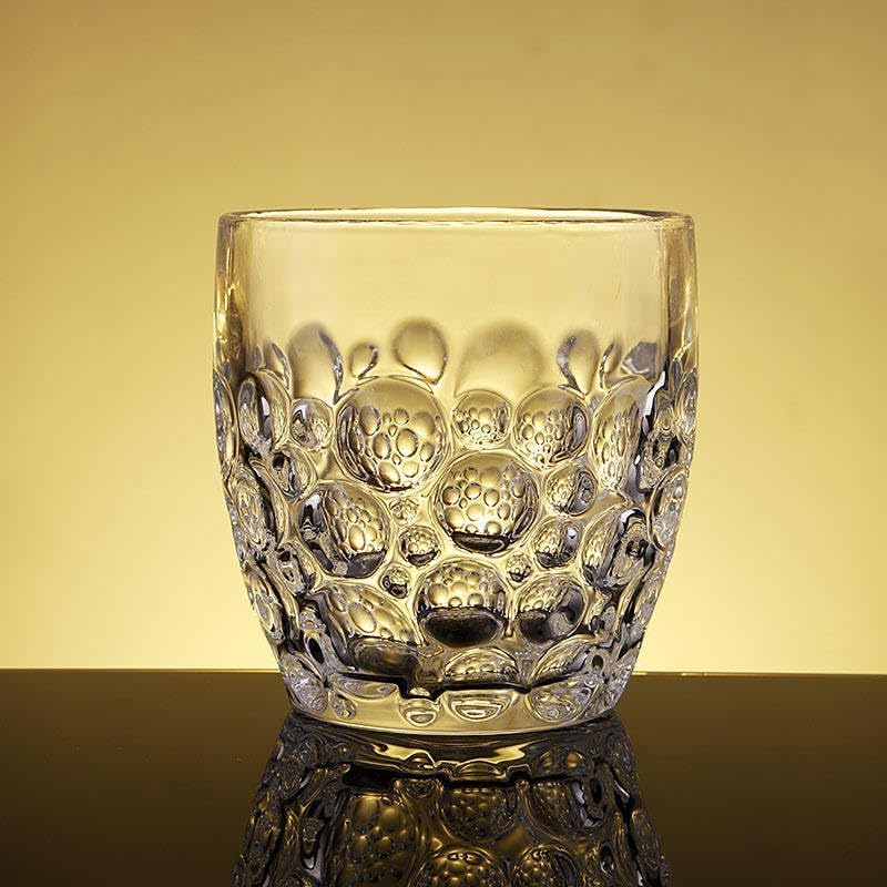 Premium Whiskey Glass Bubble 340ml Set of 6 Crystal Whisky Transparent Glassware with Beads Droplet Design Droplets Pattern for Scotch, Bourbon, Cocktails & Spirits Elegant, Durable Barware