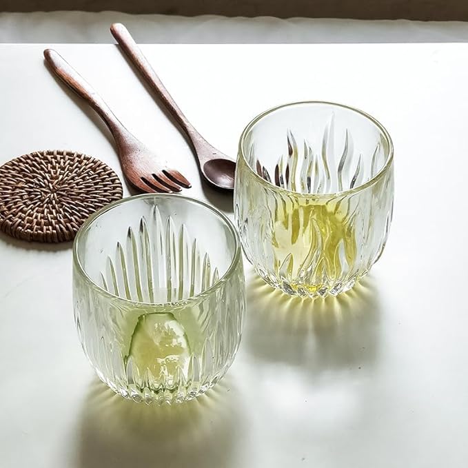 Crystal Clear Glass Whiskey Glasses Cocktail Glass, 280ML Stemless Wine Glass for Red and White Wine Pack of 6
