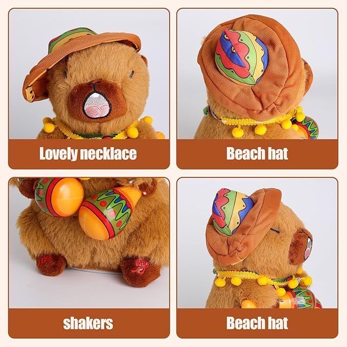 Capybara Musical & Talking Plush Toy 25 cm - Interactive Dancing Stuffed Animal Mimicking Repeating What You Say - Musical Toy for Kids, Musical Funny Toy, Singing Talking Toy for Kids & Toddlers