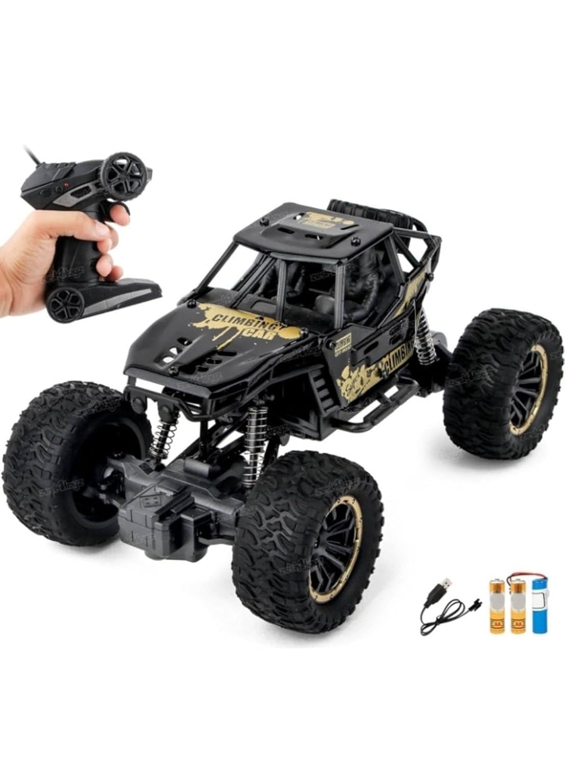 RC Rock Climbing Off-Road Monster Truck with Remote Controller, USB Charging Cable