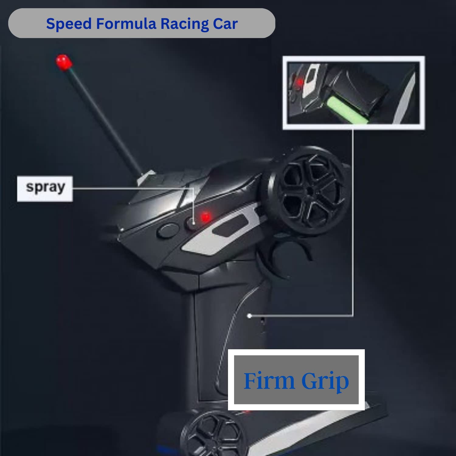 High-Speed Remote Control Formula Racing Model Car Toy - Blue/Red Strips I Scale 1:14 and Large Size 29 cm I Pack of 1 I White Colour with Red