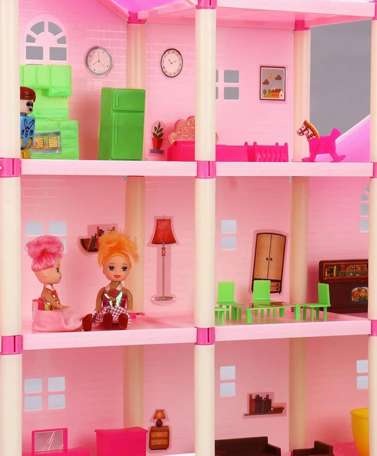 Lovely House Multi Level Doll House Toy | 201 Pieces DIY Dream Home Playset with Furniture & Figures | Easy Assemble Dollhouse for Kids Girls Age 3+