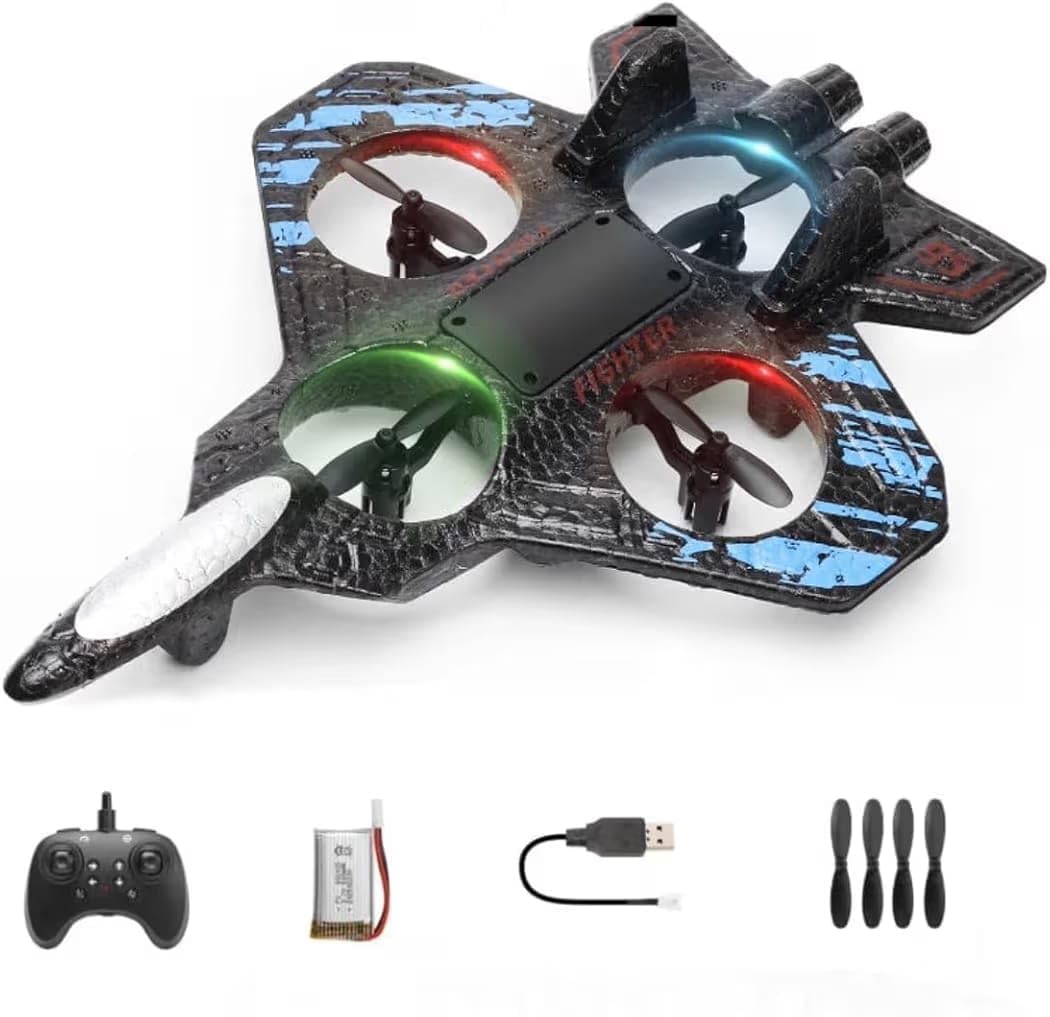 RC Aeroplane 2.4GHz Remote Controlled L0712 Quadcopter Floating Fighter Aircraft RTF for Beginners/Children/Adults, Toy with Coloured Lights USB Charging