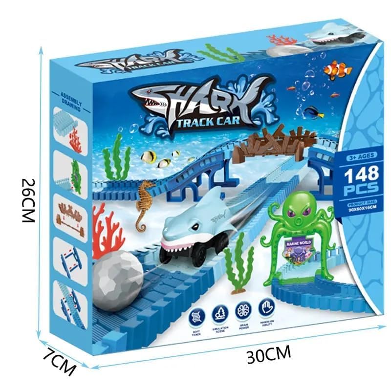 148 pcs Flexible Shark Car Racing Track