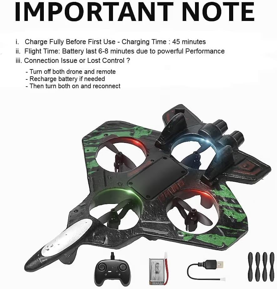 RC Aeroplane 2.4GHz Remote Controlled L0712 Quadcopter Floating Fighter Aircraft RTF for Beginners/Children/Adults, Toy with Coloured Lights USB Charging