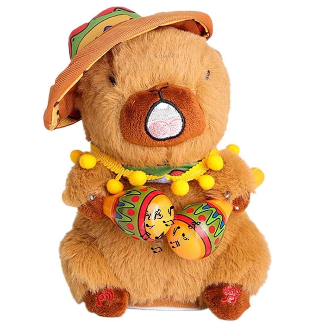 Capybara Musical & Talking Plush Toy 25 cm - Interactive Dancing Stuffed Animal Mimicking Repeating What You Say - Musical Toy for Kids, Musical Funny Toy, Singing Talking Toy for Kids & Toddlers