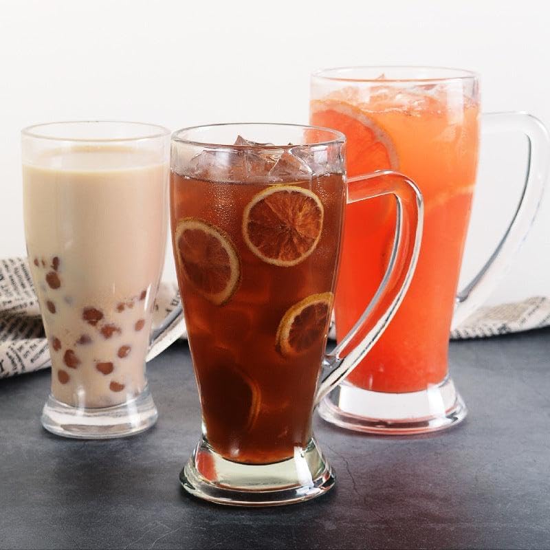 Classic Transparent Beer Mugs (Set of 6) Heavy Duty Base, Stylish Design | Perfect for Beer, Mocktails, Cold Coffee & More - 270m
