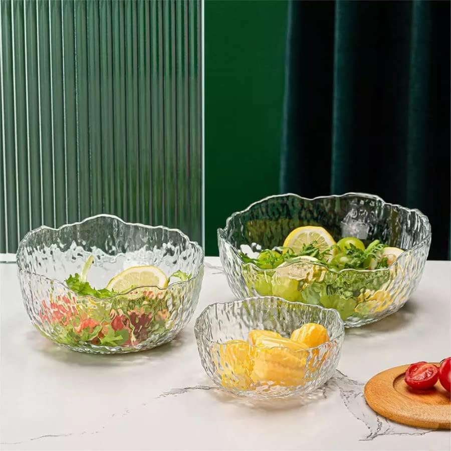 Iceberg (Set of 3 )Salad Bowl for Mixing,Dough,Pasta,Cereal,Salad,Cake,Potpourri Kitchen Accessories Items,Serving Bowl,Snset of 3 Ack&Soup,Mixing Bowl.(Black&Gold Color) (S M L),