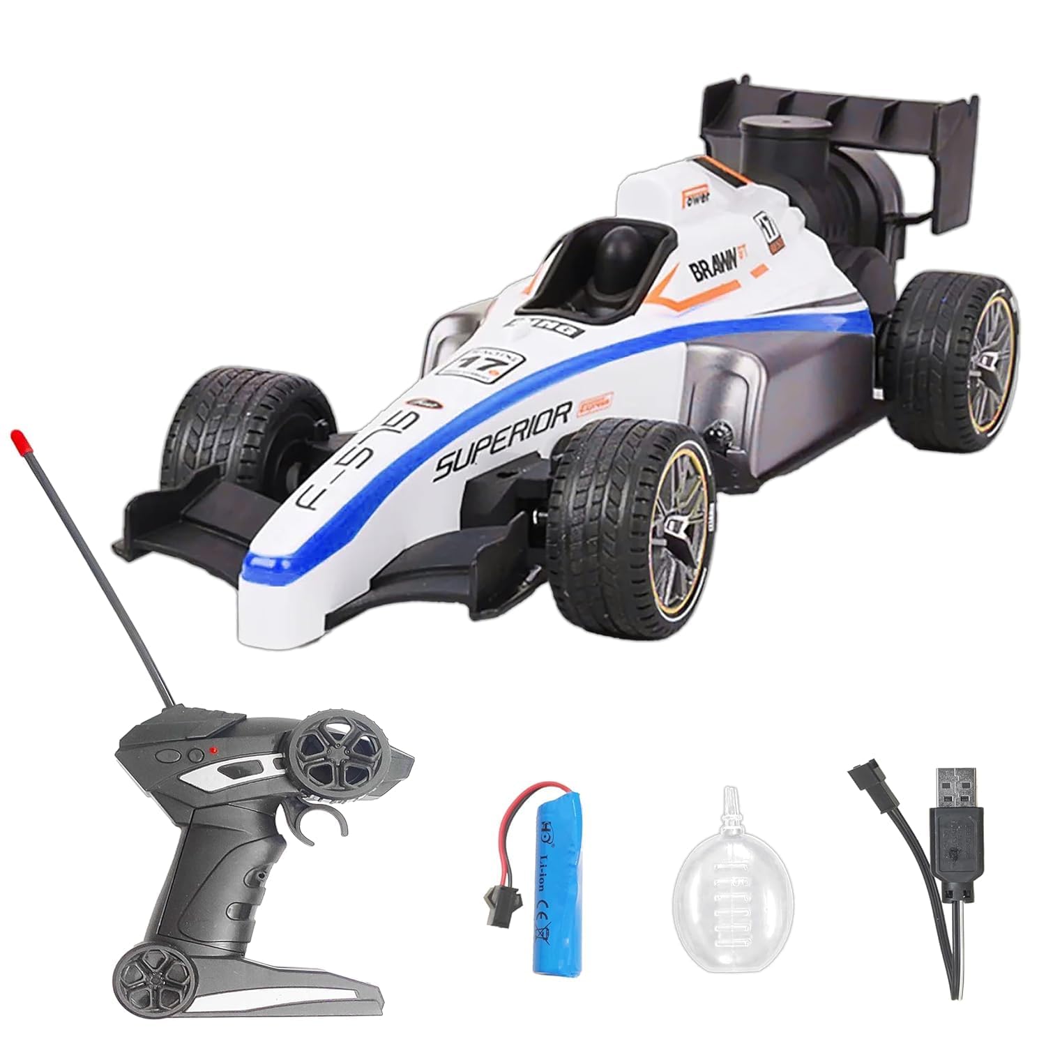 High Speed RC Car Remote Control Car |Smoke Spray Remote Car for Kids 5+ Years | Scale 1:14 Big Formula Car Toys for Boys with Light and Flame – Rechargeable