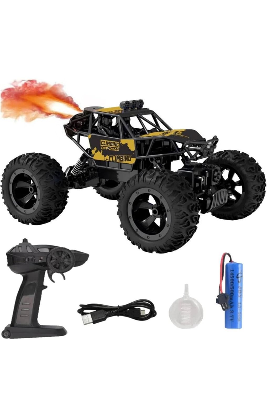 RC Rock Climbing Off-Road Monster Truck with Remote Controller, USB Charging Cable