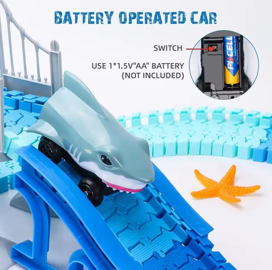 148 pcs Flexible Shark Car Racing Track