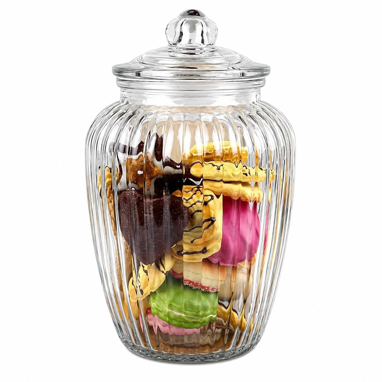 Glass Storage Jar with Airtight Lid (2.27 L) | Large Transparent Container with Silicone Seal for Cookies, Pickles, Snacks & Pantry Organization( pake of 03)