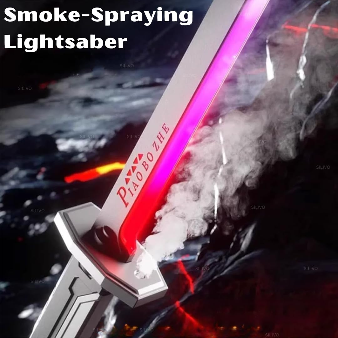 Rechargeable LED Sword with Smoke & Spark Effects, MultiColor Light Blade with Sound FX, Anime-Inspired Cosplay Katana for Roleplay, Halloween, Parties, Collectors, and Display