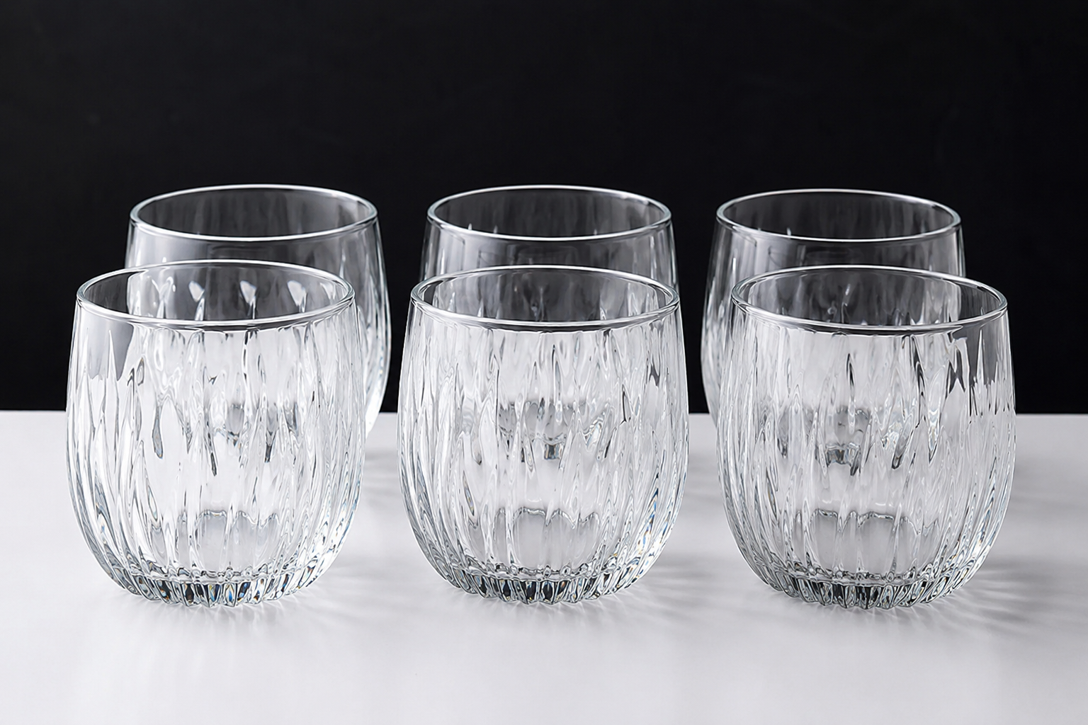 Crystal Clear Glass Whiskey Glasses Cocktail Glass, 280ML Stemless Wine Glass for Red and White Wine Pack of 6