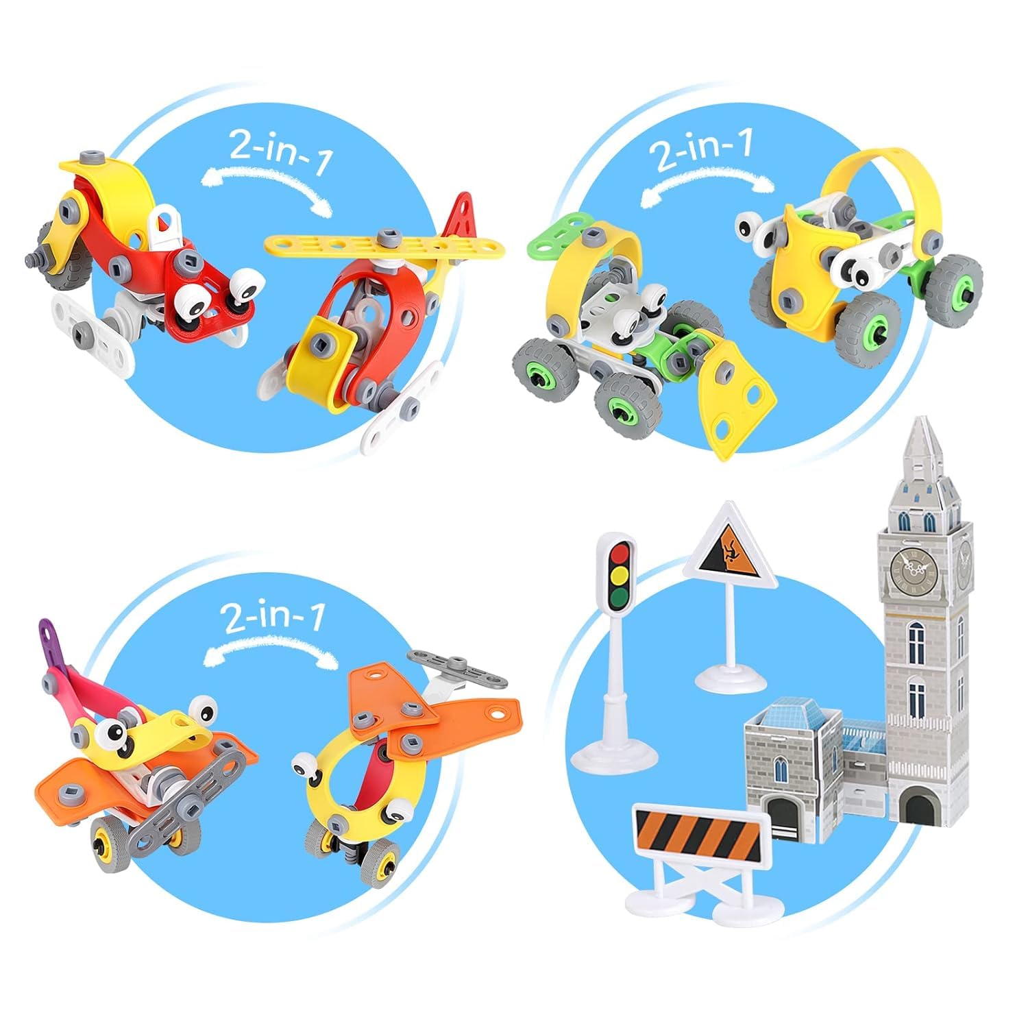 ARTECO 178 Pieces Engineering Construction Kit | DIY Building Blocks Toy with Tools | STEM Educational Assembly Set for Kids (3+ Years)