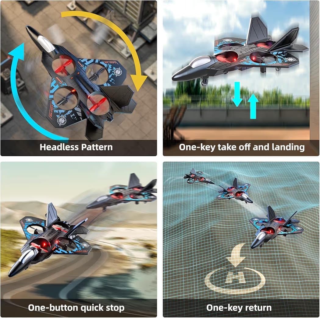 RC Aeroplane 2.4GHz Remote Controlled L0712 Quadcopter Floating Fighter Aircraft RTF for Beginners/Children/Adults, Toy with Coloured Lights USB Charging