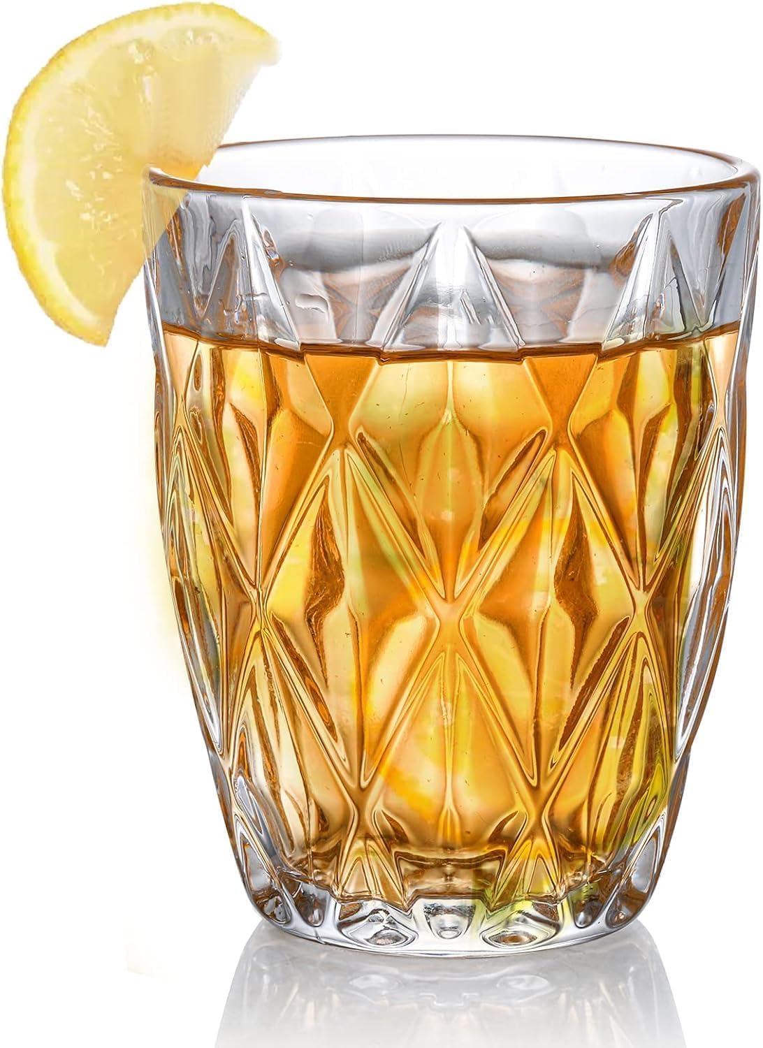 Whiskey Glasses Wine Glass Heavy Base Bar Diamond Glasses Italian Premium Milk Glass, Juice Water, Glass Tall Mug, Drinking Glass, Crystal Diamond Design (Set of 6) (260ML)