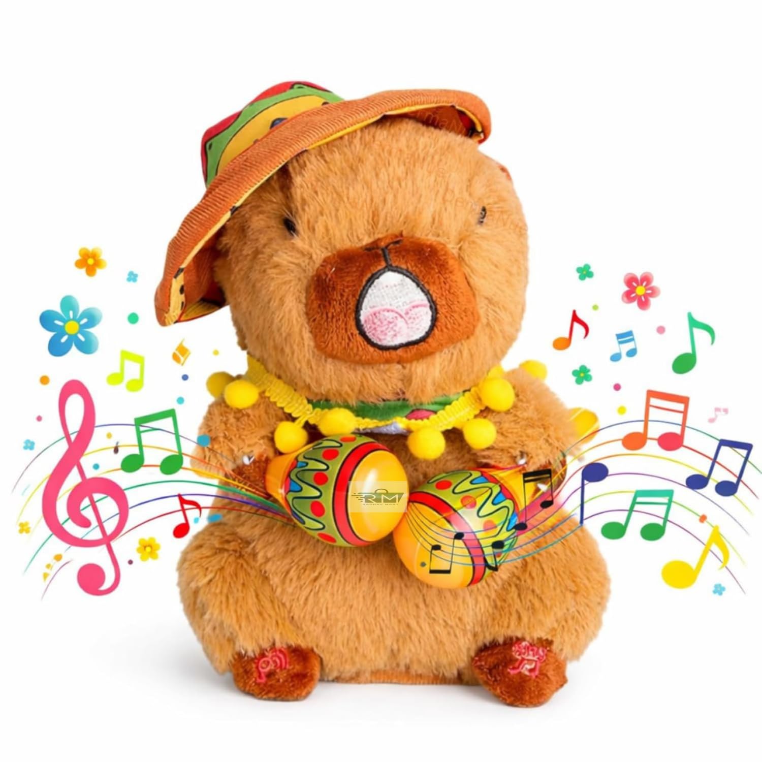Capybara Musical & Talking Plush Toy 25 cm - Interactive Dancing Stuffed Animal Mimicking Repeating What You Say - Musical Toy for Kids, Musical Funny Toy, Singing Talking Toy for Kids & Toddlers