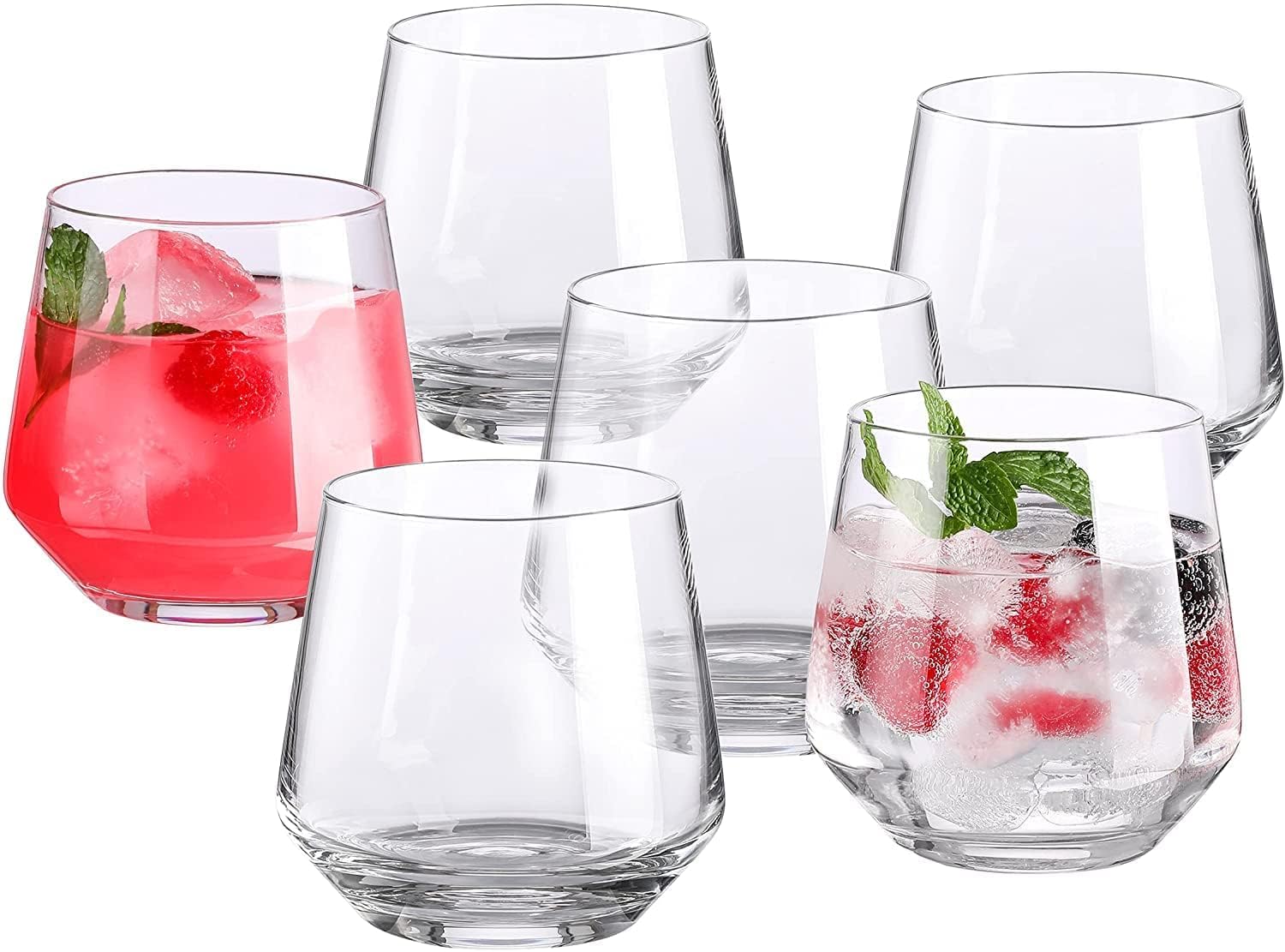 370 ML Modern Diamond Design Water Glass // Drinking Glass for Water, Juice, Mojito, Cocktail, Soft Drinks // Perfect for Home,Restaurants and Parties (Set of 6)