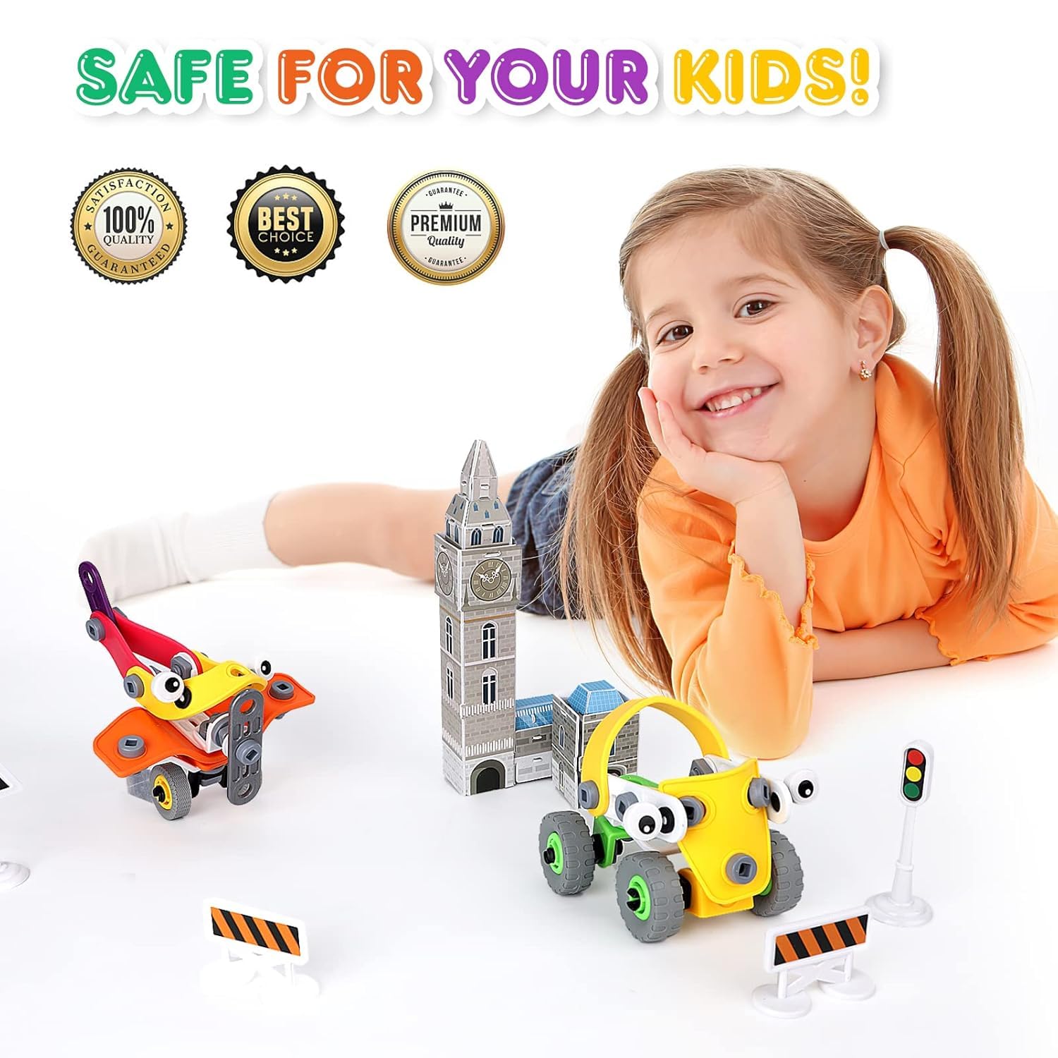 ARTECO 178 Pieces Engineering Construction Kit | DIY Building Blocks Toy with Tools | STEM Educational Assembly Set for Kids (3+ Years)