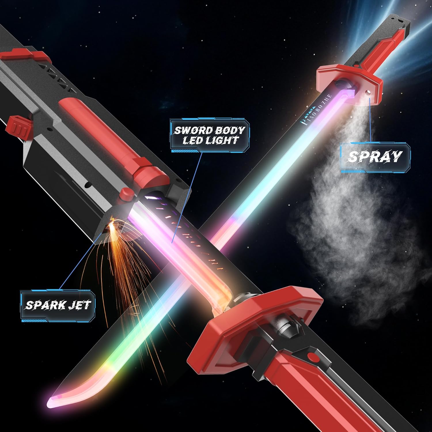 Rechargeable LED Sword with Smoke & Spark Effects, MultiColor Light Blade with Sound FX, Anime-Inspired Cosplay Katana for Roleplay, Halloween, Parties, Collectors, and Display