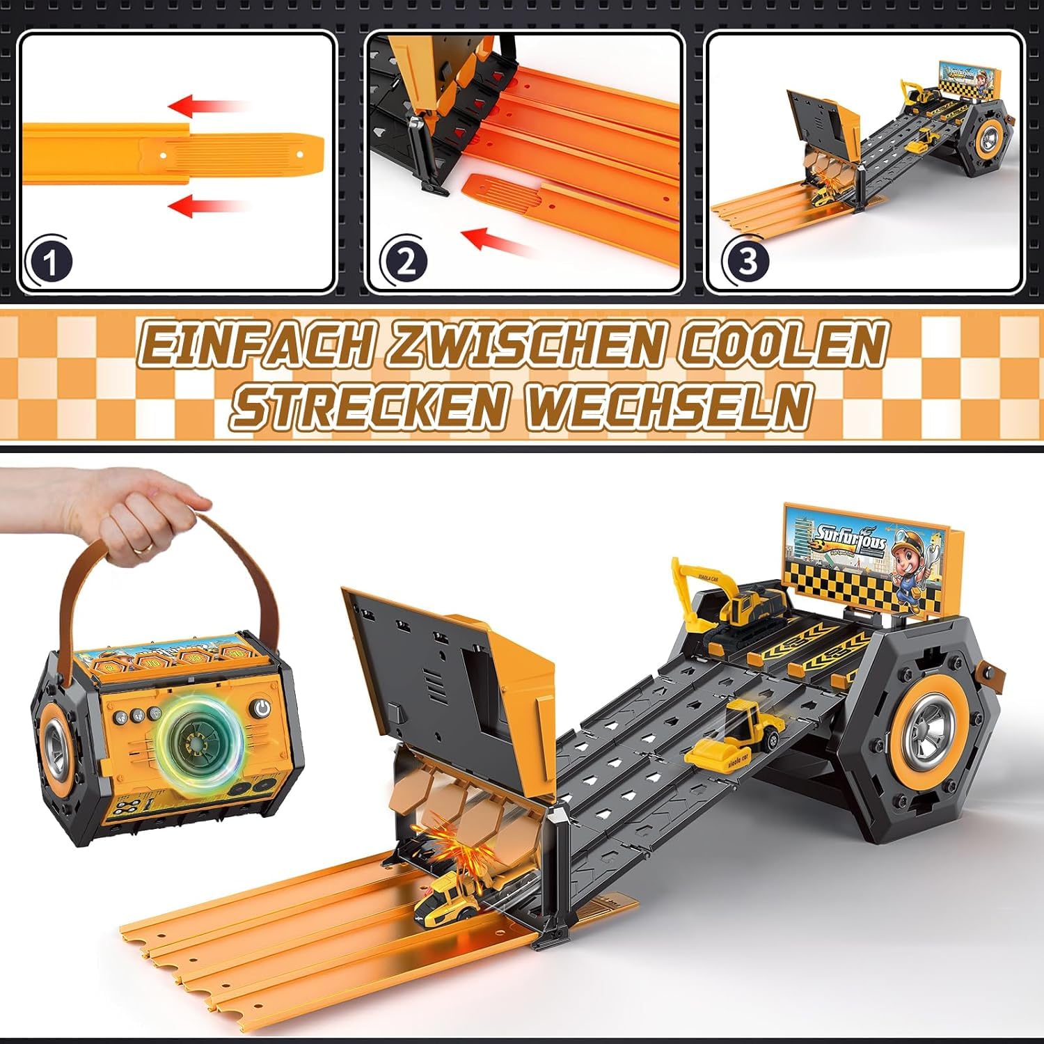 Track Car Stereo Toy Launcher Set
