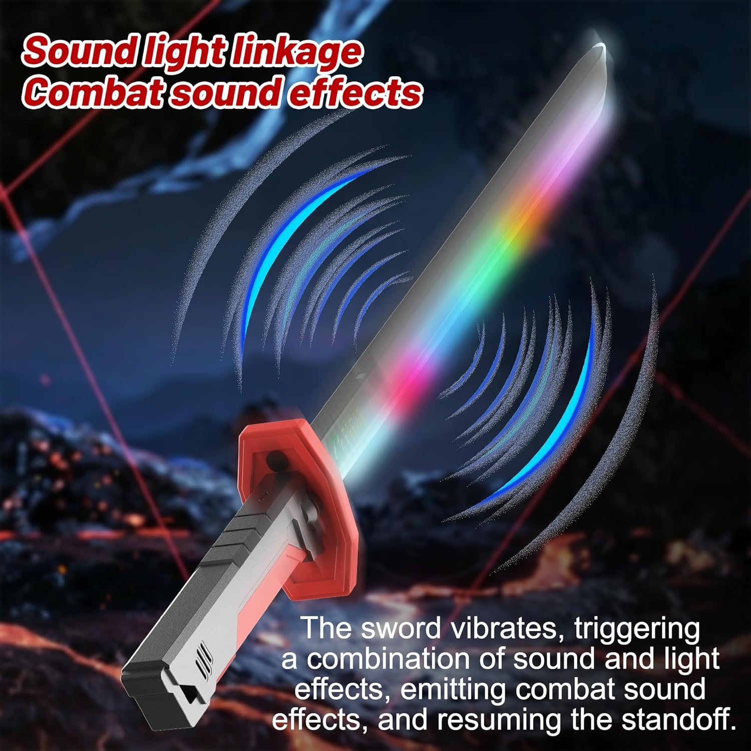 Rechargeable LED Sword with Smoke & Spark Effects, MultiColor Light Blade with Sound FX, Anime-Inspired Cosplay Katana for Roleplay, Halloween, Parties, Collectors, and Display