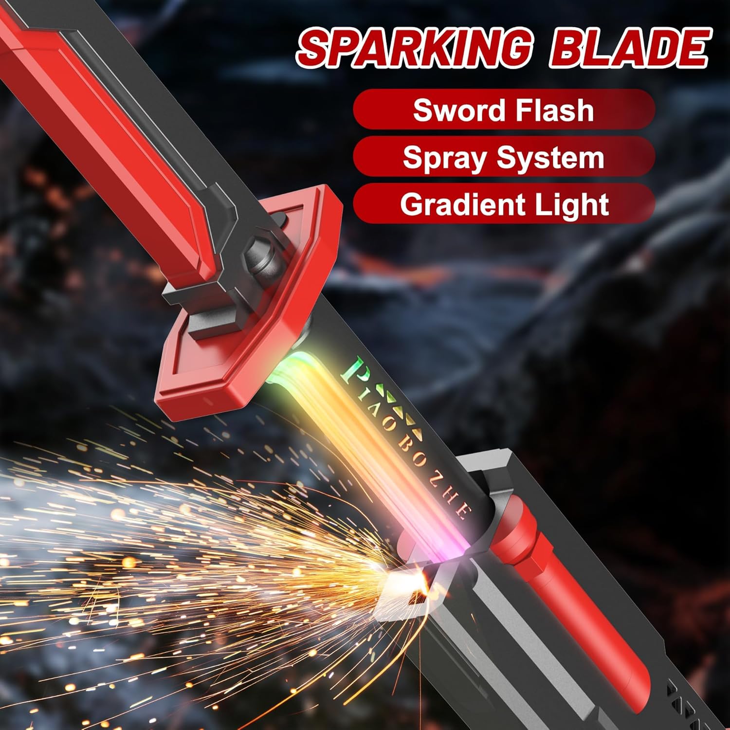 Rechargeable LED Sword with Smoke & Spark Effects, MultiColor Light Blade with Sound FX, Anime-Inspired Cosplay Katana for Roleplay, Halloween, Parties, Collectors, and Display