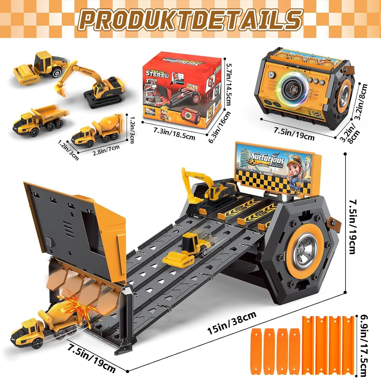 Track Car Stereo Toy Launcher Set