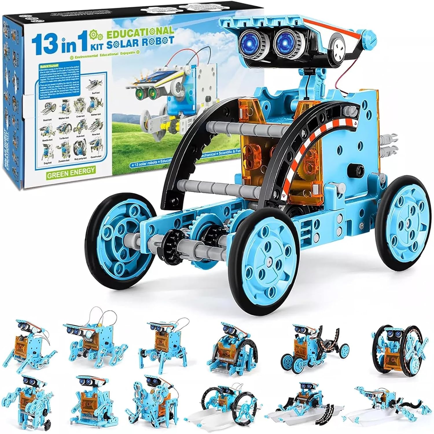 STEM 13-in-1 Solar Power Robots Creation Toy, Educational Experiment DIY Robotics Kit, Science Toy Solar Powered Building Robotic Set Age 8-12 for Boys Girls Kids Teens to Build